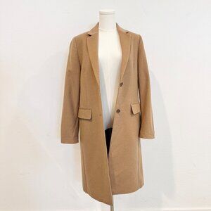 Uniqlo Wool Cashmere Mid Length Camel Trench Coat Luxury Jacket Tan Winter Small